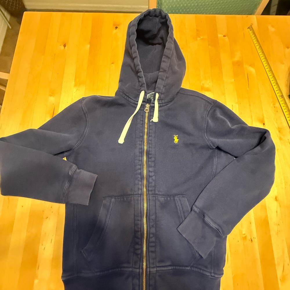 Polo by Ralph Lauren Navy Hoodie with Cream Drawstrings